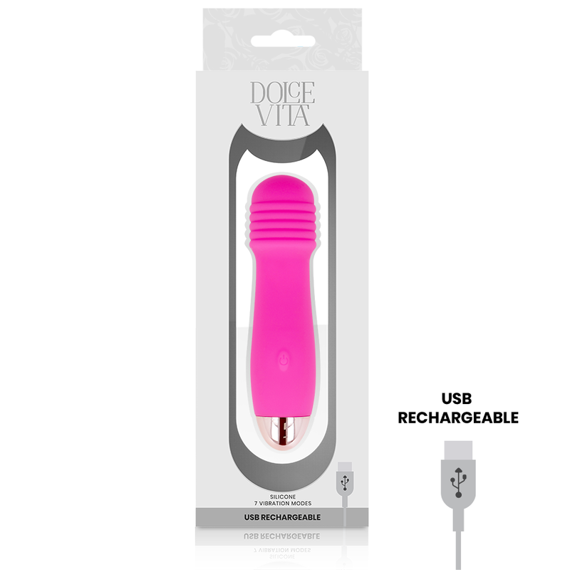 Dolce Vita - Vibratore Ricaricabile Tre Rosa 7 Velocità - immagine 3