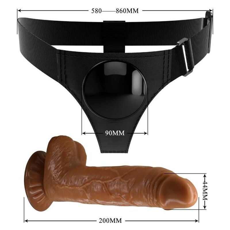 Pretty Love - Imbragatura Slip Universale Imbragatura Con Dildo Micheal 20 Cm Nero - immagine 6