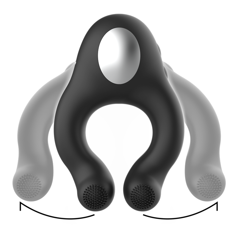 Black&Silver - Anello Vibratore in Silicone 3 Motori Ricaricabile Nero - immagine 3