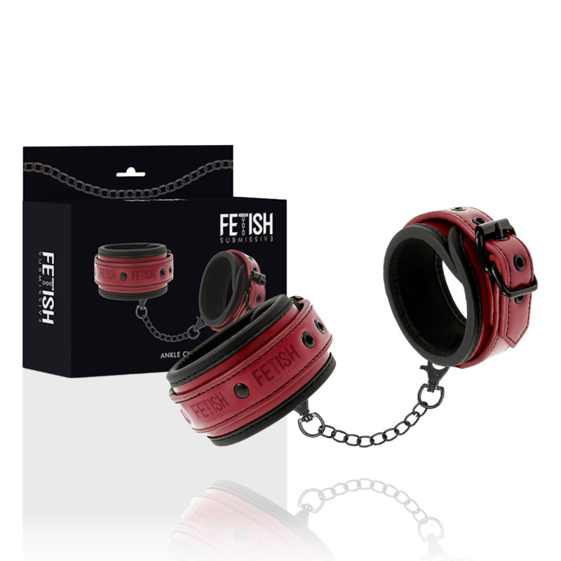 Fetish Submissive Dark Room - Manette alla Caviglia Vegan in Pelle con Fodera in Neoprene - immagine 2