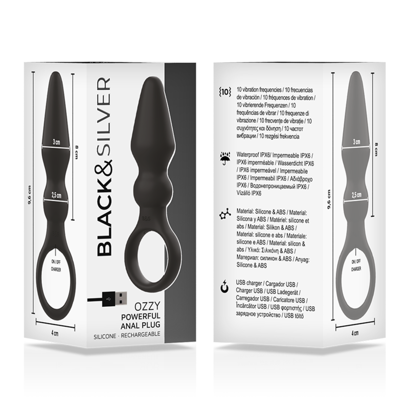 Black&Silver - Potente Plug Anale in Silicone Ozzy - immagine 5