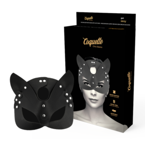 Coquette Chic Desire - Maschera Vegana in Pelle con Orecchie di Gatto