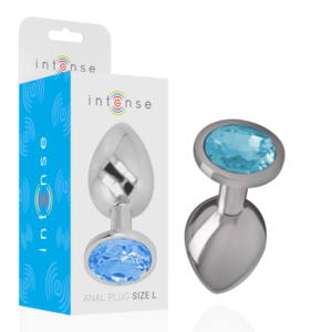 Intense - Plug Anale In Metallo Alluminio Con Cristallo Blu Taglia L