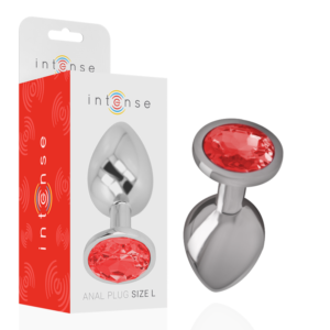 Intense - Plug Anale In Metallo Alluminio Con Cristallo Rosso Misura L
