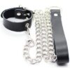 Ohmama Fetish - Collana per Pene e Cinturino in Pelle con Catena in Metallo