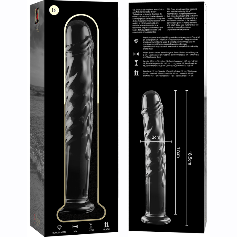 Nebula Series By Ibiza - Modello 16 Dildo in Vetro Borosilicato Trasparente 18.5 Cm Ø 3 Cm - immagine 6