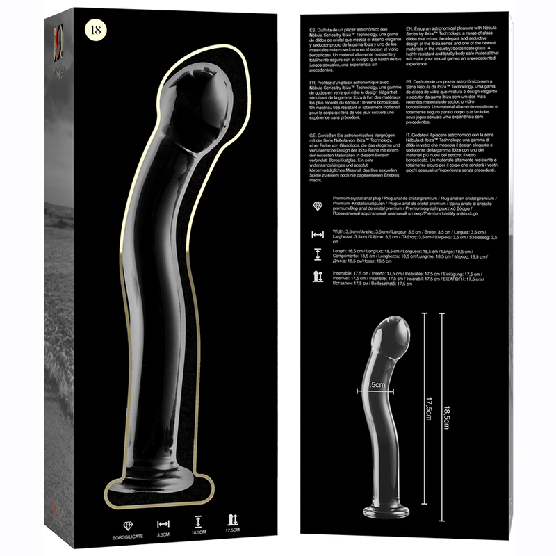 Nebula Series By Ibiza - Modello 18 Dildo in Vetro Borosilicato Trasparente 18.5 Cm Ø 3.5 Cm - immagine 6