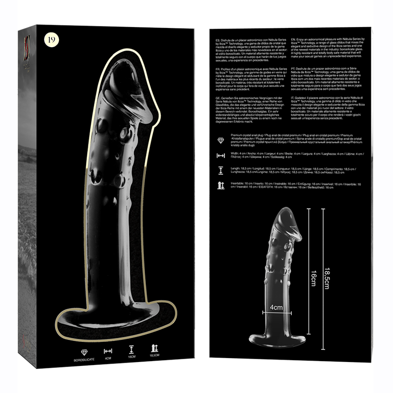 Nebula Series By Ibiza - Modello 19 Dildo in Vetro Borosilicato Trasparente 18.5 Cm Ø 4 Cm - immagine 6