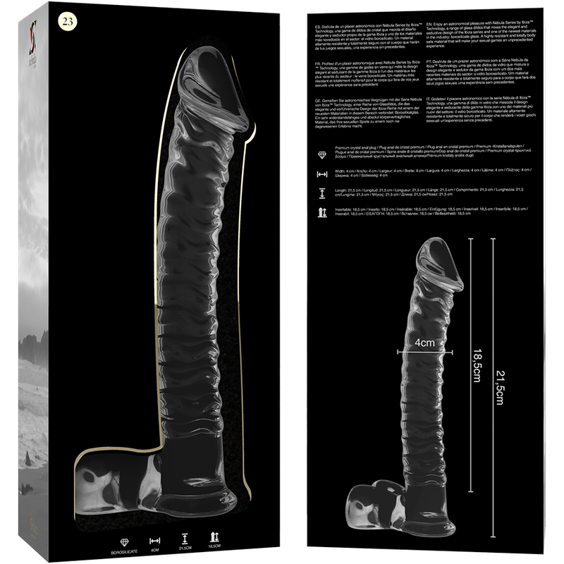 Nebula Series By Ibiza - Modello 23 Dildo in Vetro Borosilicato Trasparente 21.5 Cm Ø 4 Cm - immagine 6
