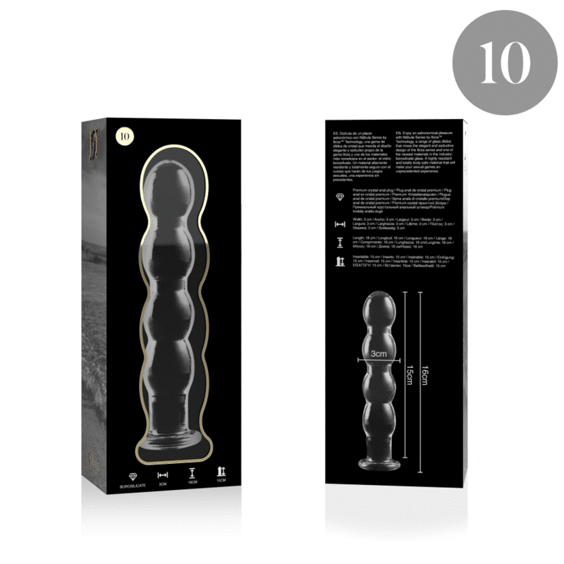 Nebula Series By Ibiza - Modello 10 Dildo in Vetro Borosilicato Trasparente 16.5 Cm Ø 3.5 Cm - immagine 4