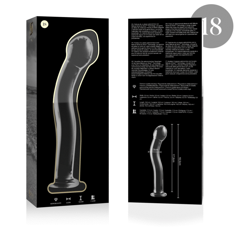 Nebula Series By Ibiza - Modello 18 Dildo in Vetro Borosilicato Trasparente 18.5 Cm Ø 3.5 Cm - immagine 4