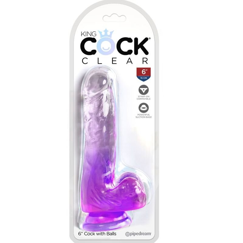 King Cock - Clear Pene Realistico con Sfere 13.5 Cm Viola - immagine 2