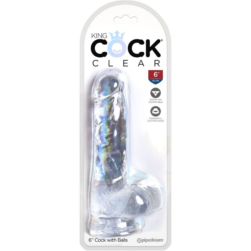 King Cock - Clear Pene Realistico con Sfere 13.5 Cm Trasparente - immagine 5