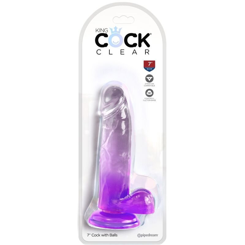 King Cock - Clear Pene Realistico Con Sfere 15.2 Cm Viola - immagine 2