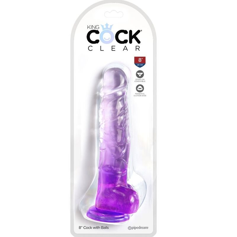 King Cock - Clear Pene Realistico con Sfere 16.5 Cm Viola - immagine 2