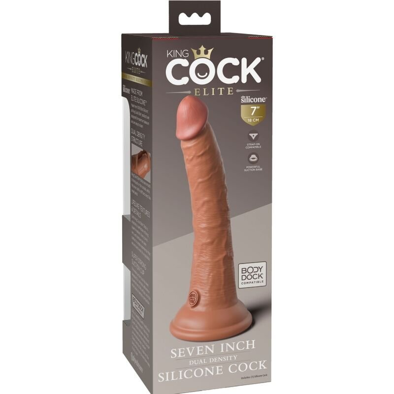 King Cock - Elite Dildo Realistico in Silicone 17.8 Cm Caramel - immagine 5