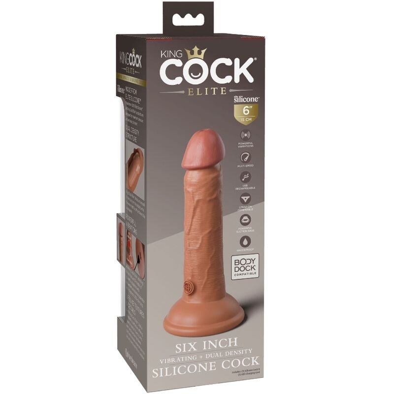 King Cock - Elite Dildo Realistico Vibrante e Silicone 15.2 Cm Caramel - immagine 5