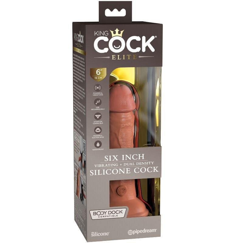 King Cock - Elite Dildo Realistico Vibrante e Silicone 15.2 Cm Caramel - immagine 6