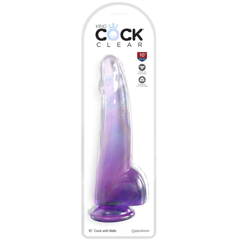 King Cock - Clear Dildo con Testicoli 19 Cm Viola - immagine 2