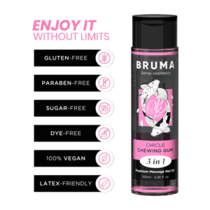 Bruma - Olio da Massaggio Premium Effetto Calore Sapore Gomma 3 In 1 - 100 Ml