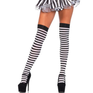 Leg Avenue - Calzini Alti a Righe Nere/Bianche