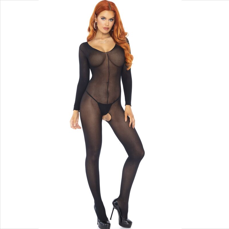 Leg Avenue - Bodystocking Manica Lunga Nero - immagine 2