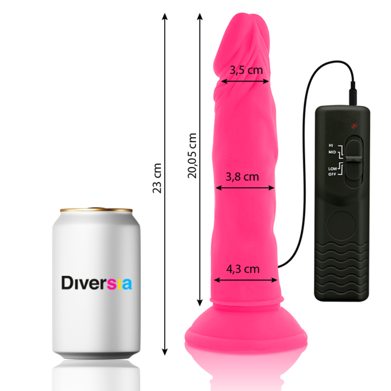 Diversia - Dildo Flessibile con Vibrazione Rosa 23 Cm Ø 4.3 Cm - immagine 3