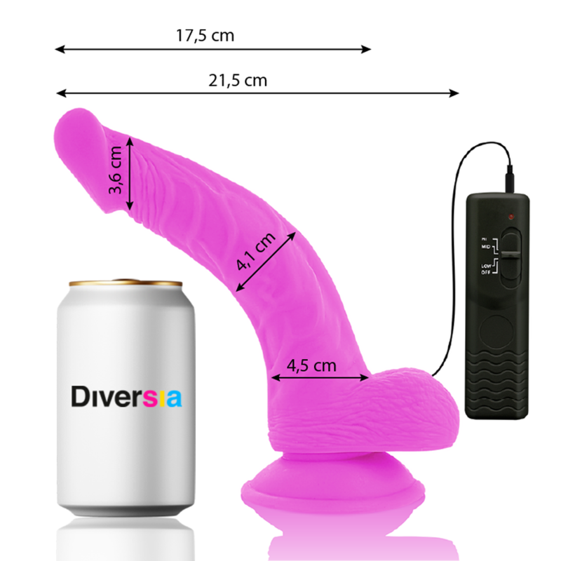 Diversia - Dildo Vibrante Flessibile Viola 21.5 Cm Ø 4.5 Cm - immagine 3