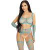 Leg Avenue - Calze e Guanti Crop Top Blu