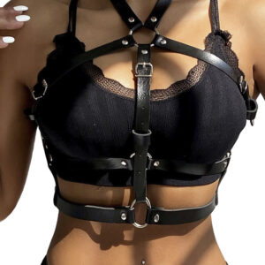 Subblime - Pettorina con Anello in Pelle Nera Taglia Unica