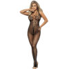 Subblime - 951788 Bodystocking Lungo a Rete con Spalline su Petto e Schiena Nero Taglia Unica