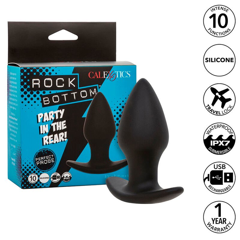Calexotics - Rock Bottom Perfect Anal Plug 10 Vibrazioni Silicone Nero - immagine 2