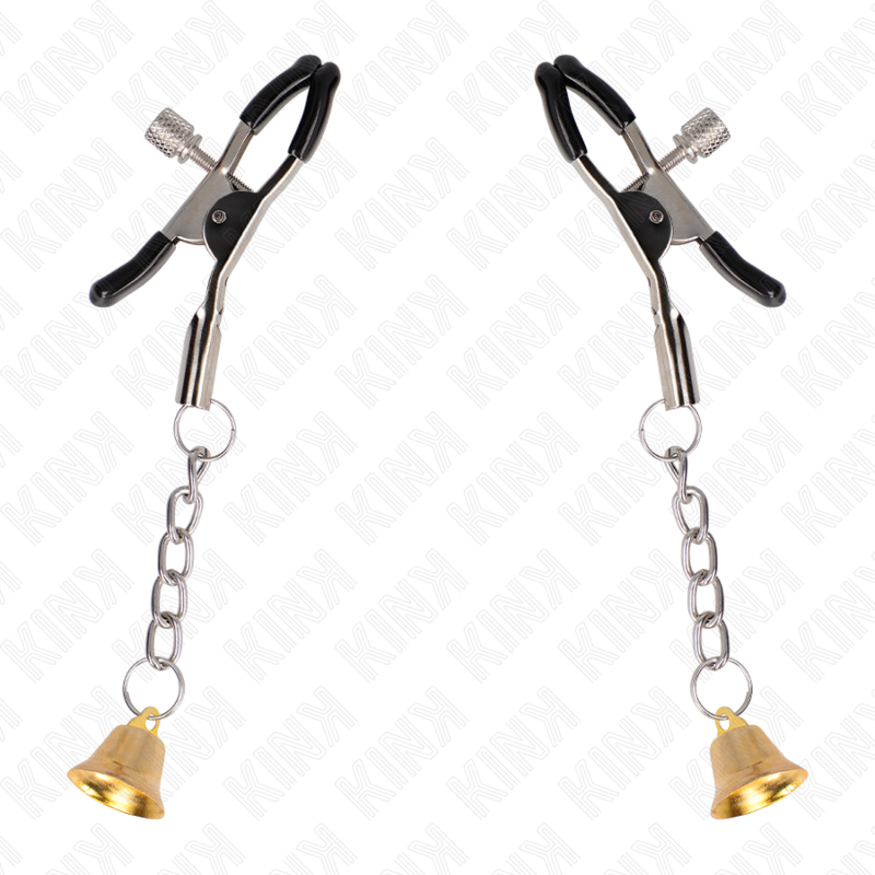 Kink - Morsetti per Capezzoli con Pendente Campanella in Oro 6 Cm - immagine 2