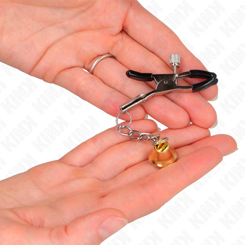 Kink - Morsetti per Capezzoli con Pendente Campanella in Oro 6 Cm - immagine 3