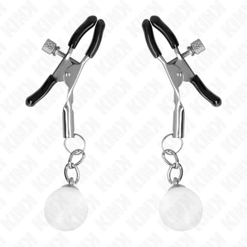 Kink - Morsetti per Capezzoli Perline di Vetro Argento 6 Cm - immagine 2