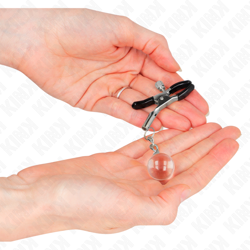 Kink - Morsetti per Capezzoli Perline di Vetro Argento 6 Cm - immagine 3