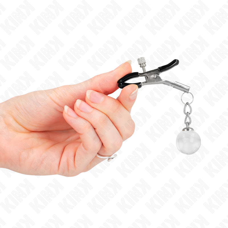 Kink - Morsetti per Capezzoli Perline di Vetro Argento 6 Cm - immagine 4