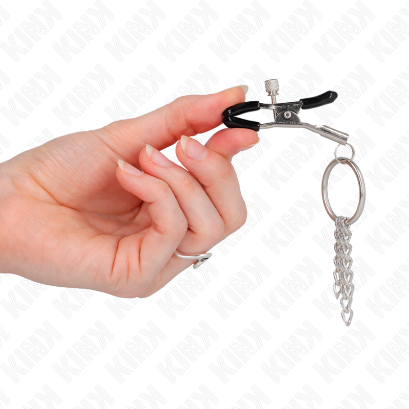 Kink - Morsetto per Capezzolo o Ring e Catenella Argento 6 Cm - immagine 4