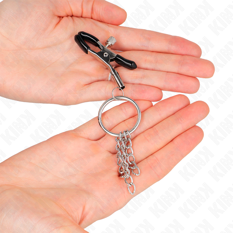 Kink - Morsetto per Capezzolo o Ring e Catenella Argento 6 Cm - immagine 3