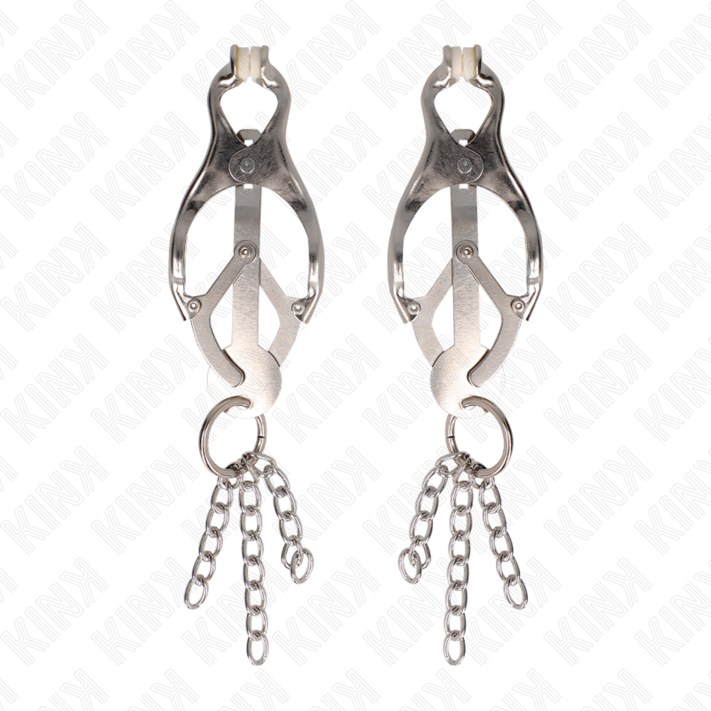 Kink - Pinze per Capezzoli Trifoglio Giapponese con Catenine Argento - immagine 2