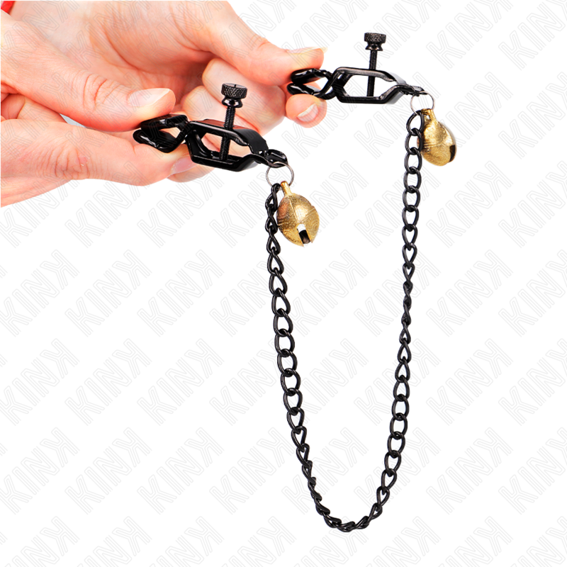 Kink - Pinze per Capezzoli a Catena Piatta e Campana Argento 30 Cm - immagine 4