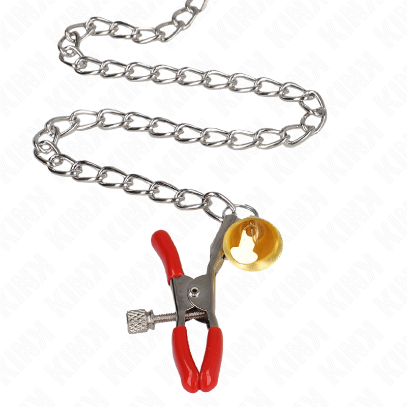 Kink - Morsetti per Capezzoli Tripli e Clit Rosso con Catena 30 Cm - immagine 4