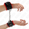 Kink - Polsini Imbottiti in Pelliccia con Fori Quadri Cintura Rossa e Nera Regolabile 17-29 Cm X 6 Cm