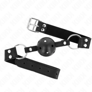 Kink - Bavaglio Sfera Traspirante 4 Cm con Doppio Rivetto Modello 1 Nero 62,5 X 2,5 Cm Regolabile 42-58 Cm