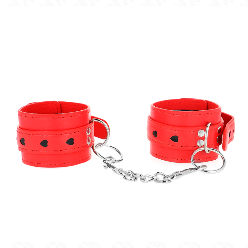 Kink - Polso Rosso con Intarsio a Cuore Nero Regolabile 21-28 Cm X 5,5 Cm - immagine 2