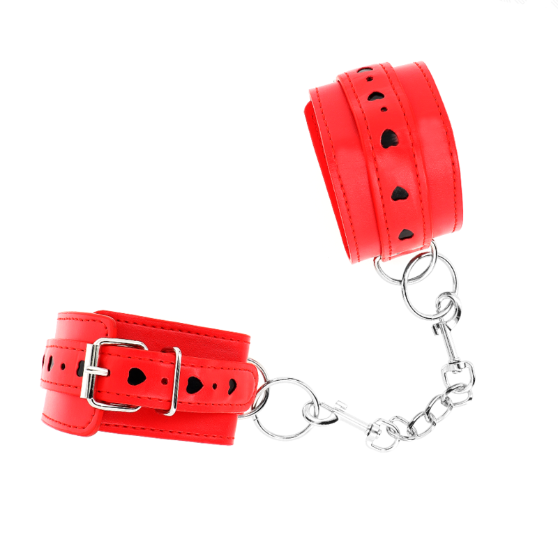 Kink - Polso Rosso con Intarsio a Cuore Nero Regolabile 21-28 Cm X 5,5 Cm - immagine 3