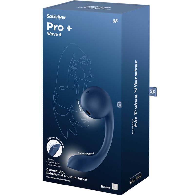 Satisfyer - Pro+ Wave 4 Stimolatore Punto G e Air Pulse App Gratuita Blu Scuro - immagine 6