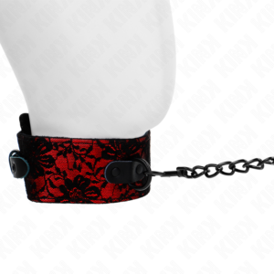 Kink - Collana in Pizzo con Cintura con Cintura in Vera Pelle 105 Cm / 44 X 5,5 Cm