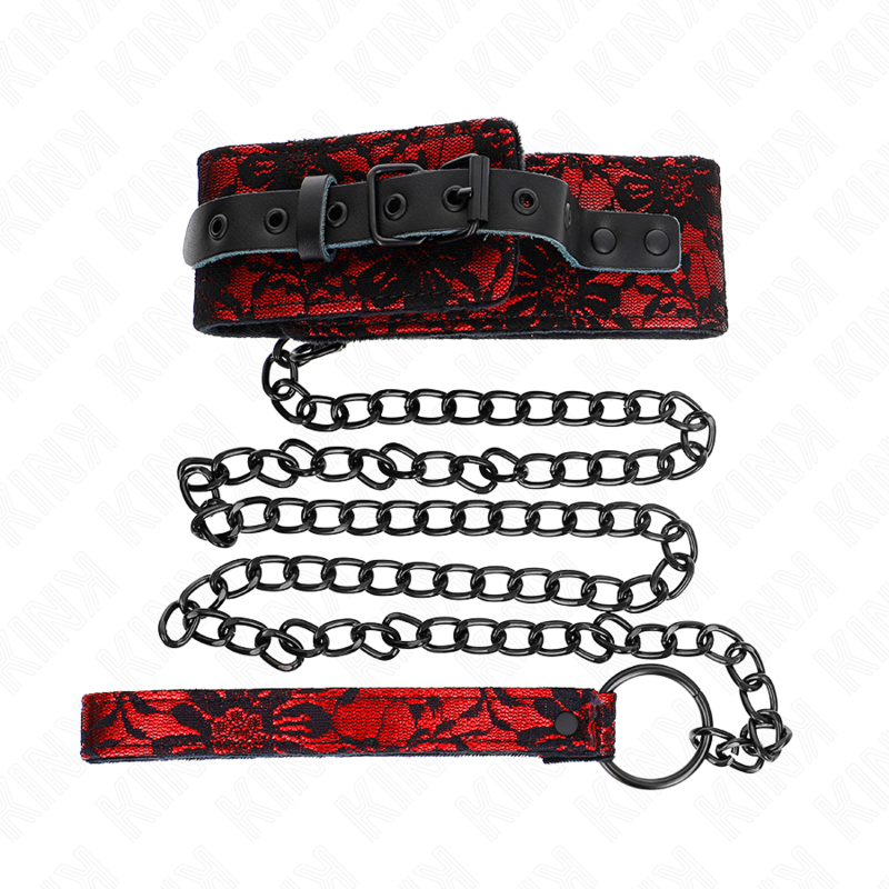 Kink - Collana in Pizzo con Cintura con Cintura in Vera Pelle 105 Cm / 44 X 5,5 Cm - immagine 2