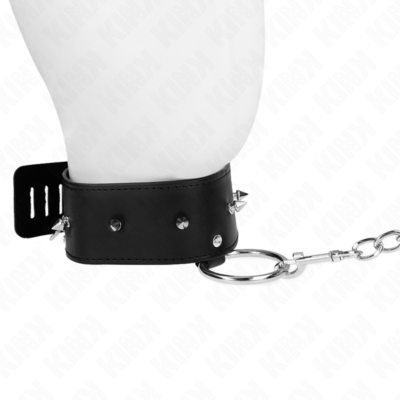 Kink - Collana 65 Cm con Guinzaglio con Borchie Argento Modello 2 Regolabile 36-43 Cm X 5 Cm - immagine 3